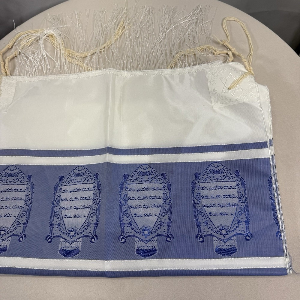 Jewish Tallit Prayer Shawl‎ Blue Silver, Bar Mitzvah Approx..  64x18
